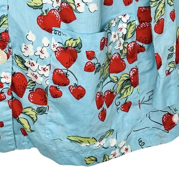 Nick & Nora Strawberry Pajama Top Womens Large Sleepwear‎ Summer Retro Country - Picture 5 of 13